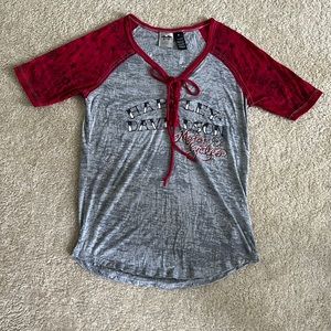 Harley Davidson Embellished Lace-Up Graphic T-Shirt